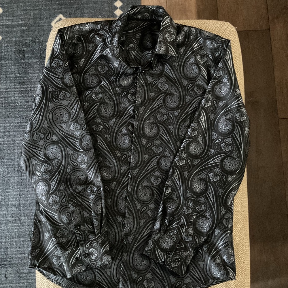 Black and Silver Paisly dress shirt